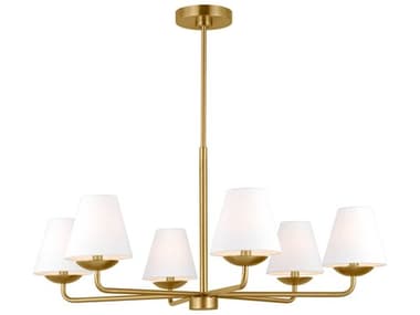 Visual Comfort Studio Albion 6-Light Satin Brass Empire Chandelier VCSDJC1186SB