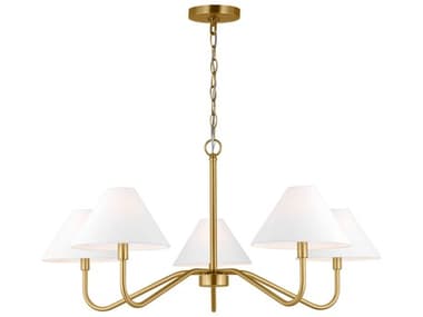 Visual Comfort Studio Eldon 5-Light Satin Brass Empire Chandelier VCSDJC1205SB