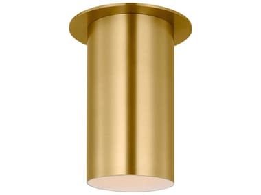 Visual Comfort Studio Archer 1-Light Satin Brass Cylinder Flush Mount VCSDJF1021SB