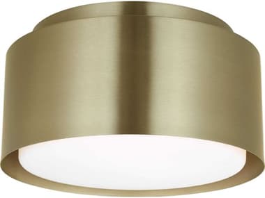 Visual Comfort Studio Dartmore 1-Light Satin Brass Drum Flush Mount VCSDJF1051SB