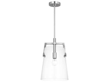 Visual Comfort Studio Crofton 1-Light Brushed Nickel Cylinder Mini Pendant VCSDJP1271BS
