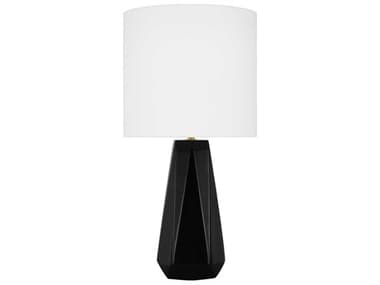 Visual Comfort Studio Moresby Gloss Black White Linen Table Lamp VCSDJT1071GBK1