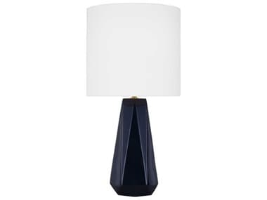 Visual Comfort Studio Moresby Gloss Navy White Linen Blue Table Lamp VCSDJT1071GNV1