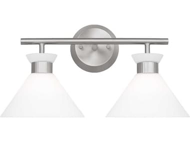 Visual Comfort Studio Belcarra 2-Light Brushed Steel Vanity Light VCSDJV1012BS