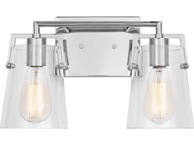 Visual Comfort Studio Crofton 14" Wide 2-Light Chrome Vanity Light VCSDJV1032CH