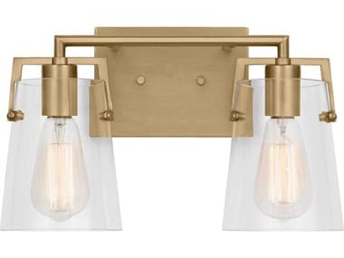 Visual Comfort Studio Crofton 14" Wide 2-Light Satin Brass Vanity Light VCSDJV1032SB