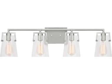 Visual Comfort Studio Crofton 33" Wide 4-Light Brushed Steel Vanity Light VCSDJV1034BS