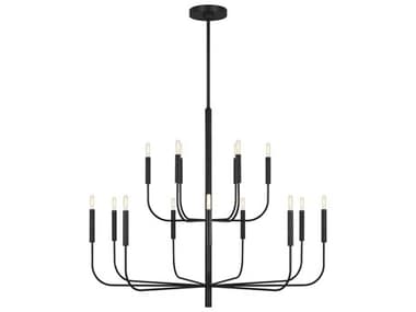 Visual Comfort Studio Brianna 15-Light Aged Iron Black Candelabra Chandelier VCSEC10015AI