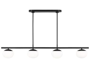 Visual Comfort Studio Lune 4-Light Aged Iron Black Globe Linear Island Pendant VCSEC1264AI