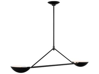 Visual Comfort Studio Nevel 49" 2-Light Aged Iron Black Bowl Linear Island Pendant VCSEC1292AI