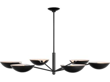 Visual Comfort Studio Nevel 40" Wide 6-Light Aged Iron Black Bowl Chandelier VCSEC1306AI