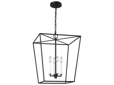 Visual Comfort Studio Viota 4-Light Aged Iron Black Pendant VCSEC1344AI
