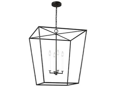 Visual Comfort Studio Viota 4-Light Aged Iron Black Pendant VCSEC1364AI