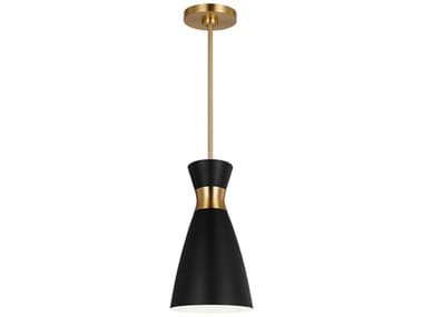 Visual Comfort Studio Heath 8" 1-Light Midnight Black Burnished Brass Mini Pendant VCSEP1221MBKBBS