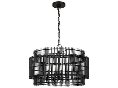 Visual Comfort Studio Elio 4-Light Aged Iron Black Drum Chandelier VCSEP1394AI