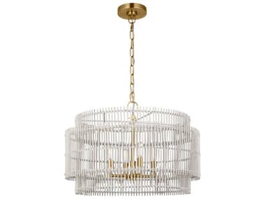 Visual Comfort Studio Elio 23" Wide 4-Light Burnished Brass Drum Chandelier VCSEP1394BBS