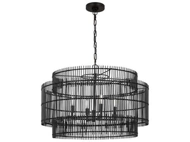 Visual Comfort Studio Elio 4-Light Aged Iron Black Drum Chandelier VCSEP1404AI