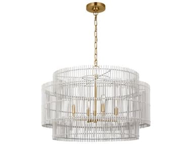 Visual Comfort Studio Elio 30" Wide 4-Light Burnished Brass Drum Chandelier VCSEP1404BBS