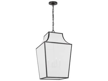 Visual Comfort Studio Arnio 22" 4-Light Aged Iron Black Lantern Pendant VCSEP1434AI