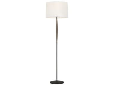 Visual Comfort Studio Ferrelli 61" Tall Weathered Oak Wood White Linen Floor Lamp VCSET1101WDO1