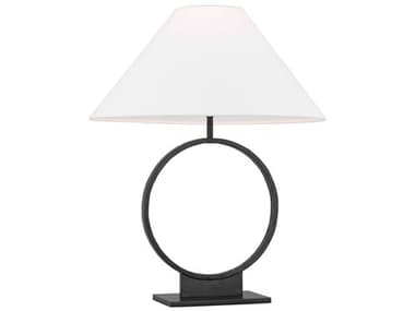 Visual Comfort Studio Orion Aged Iron White Linen Fabric Black Table Lamp VCSET1521AI1