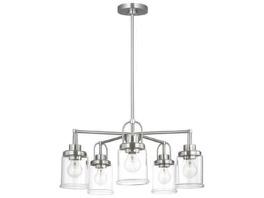 Visual Comfort Studio Anders 5-Light Brushed Nickel Cylinder Chandelier VCSGLC1175BS