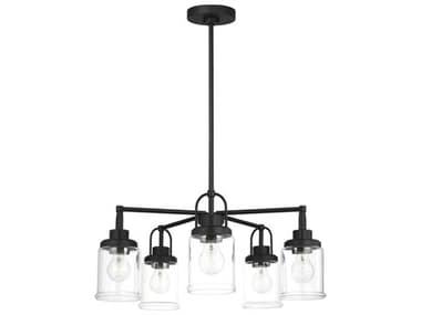 Visual Comfort Studio Anders 5-Light Midnight Black Cylinder Chandelier VCSGLC1175MBK