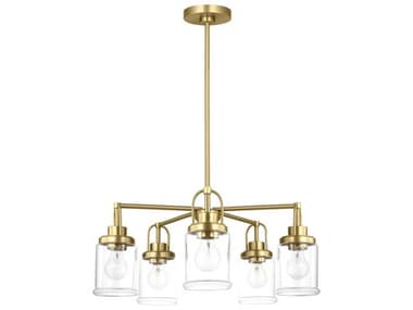 Visual Comfort Studio Anders 5-Light Satin Brass Cylinder Chandelier VCSGLC1175SB
