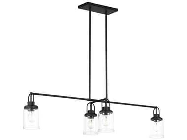 Visual Comfort Studio Anders 4-Light Midnight Black Cylinder Island Pendant VCSGLC1184MBK