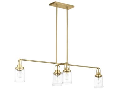 Visual Comfort Studio Anders 4-Light Satin Brass Cylinder Island Pendant VCSGLC1184SB