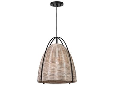 Visual Comfort Studio Norman 1-Light Matte Black Brown Dome Pendant VCSGLP1071MBKASW