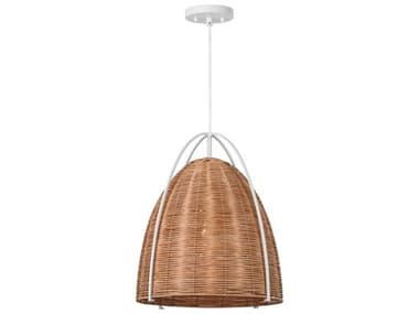 Visual Comfort Studio Norman 1-Light Matte White Brown Dome Pendant VCSGLP1071MWTBRTN
