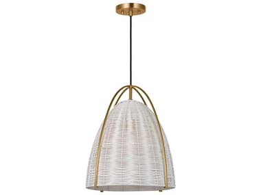 Visual Comfort Studio Norman 1-Light Satin Brass Off White Dome Pendant VCSGLP1071SBCLW