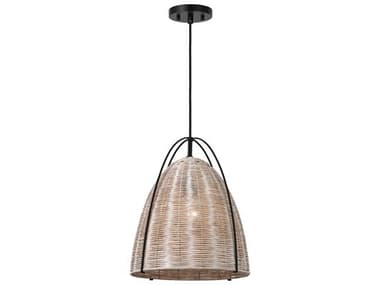 Visual Comfort Studio Norman 1-Light Matte Black Brown Dome Pendant VCSGLP1081MBKASW