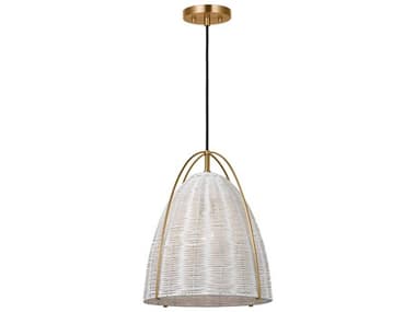 Visual Comfort Studio Norman 1-Light Satin Brass Off White Dome Pendant VCSGLP1081SBCLW