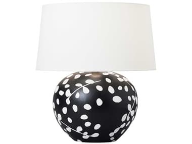 Visual Comfort Studio Nan White Leather Black Linen Fabric Table Lamp VCSHT1011WLBL1