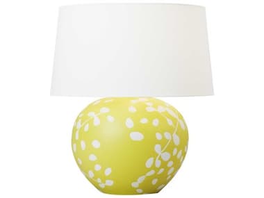 Visual Comfort Studio Nan Semi Matte Citron White Linen Fabric Yellow Table Lamp VCSHT1011WLSMCT1