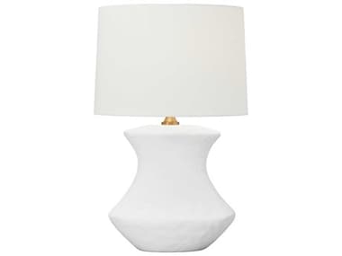 Visual Comfort Studio Bone Matte White Ceramic Linen Fabric Buffet Lamp VCSHT1021MWC1