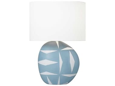 Visual Comfort Studio Franz Semi Matte Lavender White Linen Fabric Blue Buffet Lamp VCSHT1041WLSML1