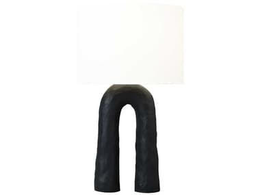 Visual Comfort Studio Aura Rough Black White Linen Buffet Lamp VCSHT1051RBC1