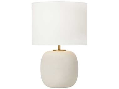 Visual Comfort Studio Fanny Matte Concrete White Linen Fabric Off Table Lamp VCSHT1071MC1