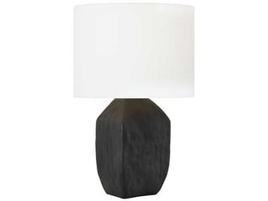 Visual Comfort Studio Sybert Rough Black White Linen Buffet Lamp VCSHT1101RBC1