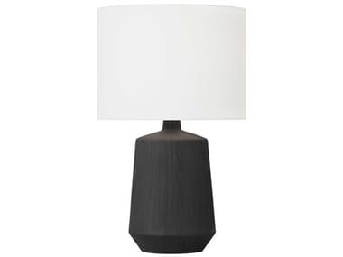 Visual Comfort Studio Panola Rough Black White Linen Buffet Lamp VCSHT1131RBC1