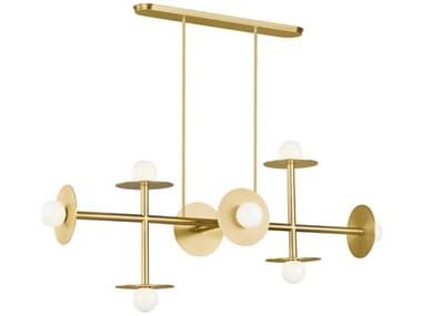 Visual Comfort Studio Nodes 8-Light Burnished Brass Globe Linear Island Pendant VCSKC1008BBS