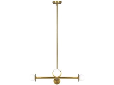 Visual Comfort Studio Nodes 30" Wide 4-Light Burnished Brass Globe Linear Chandelier VCSKC1064BBS