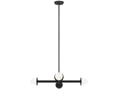 Visual Comfort Studio Nodes 30" Wide 4-Light Midnight Black Globe Linear Chandelier VCSKC1064MBK