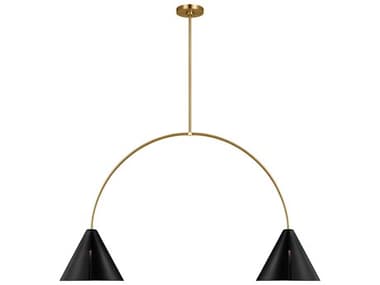 Visual Comfort Studio Cambre 48" 2-Light Midnight Black Burnished Brass Island Pendant VCSKC1102MBKBBSL1