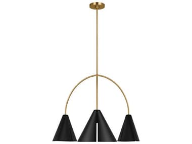 Visual Comfort Studio Cambre 32" Wide 3-Light Midnight Black Burnished Brass Chandelier VCSKC1113MBKBBSL1