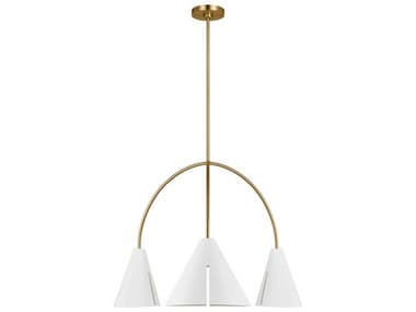 Visual Comfort Studio Cambre 3-Light Matte White Burnished Brass Chandelier VCSKC1113MWTBBSL1