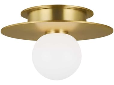 Visual Comfort Studio Nodes 8" 1-Light Burnished Brass Globe Round Flush Mount VCSKF1001BBS